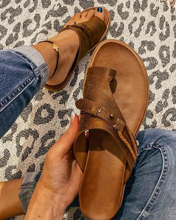 Adjustable Strap Flat Sandals