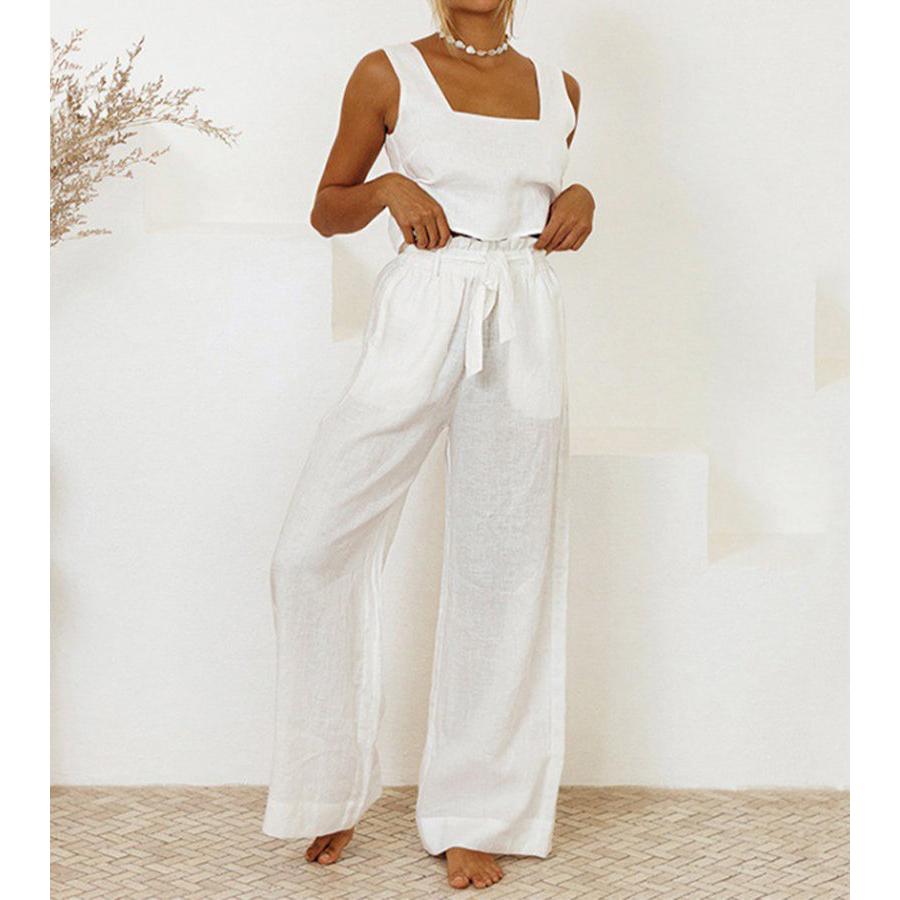 Minimal Top And Wide-Leg Pants Set