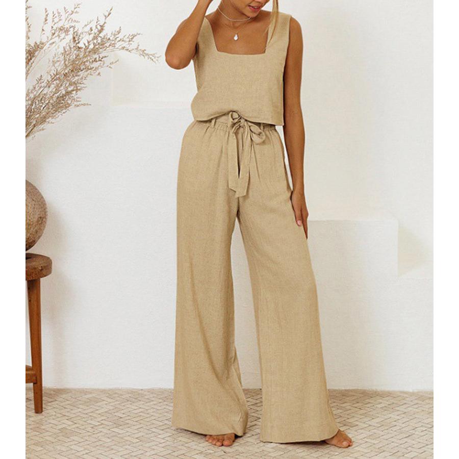 Minimal Top And Wide-Leg Pants Set