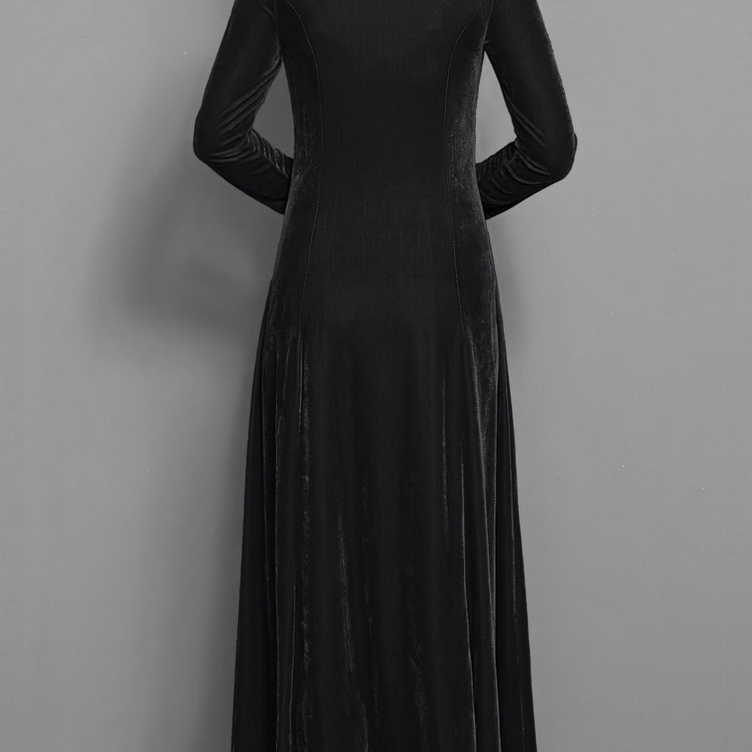 Long Sleeve Velvet-Look Maxi Dress