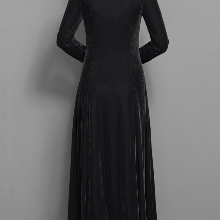 Long Sleeve Velvet-Look Maxi Dress