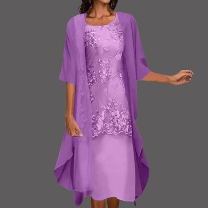 Floral Lace Midi Dress & Cardigan Set