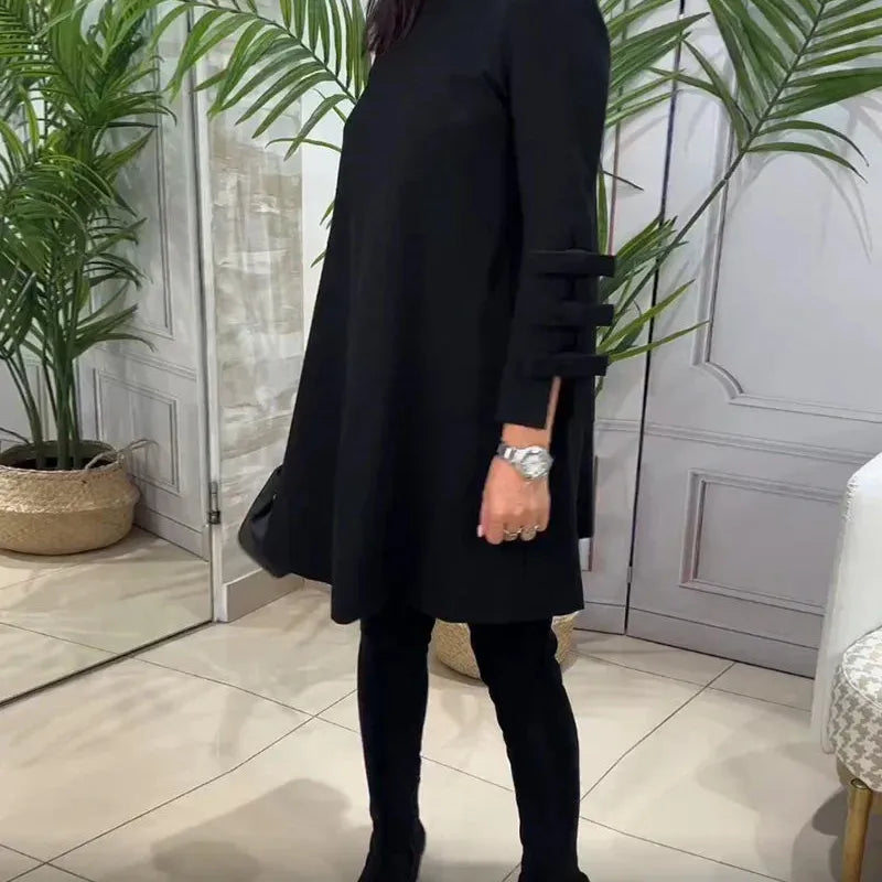 A Line Mini Dress with Bow Cuffs