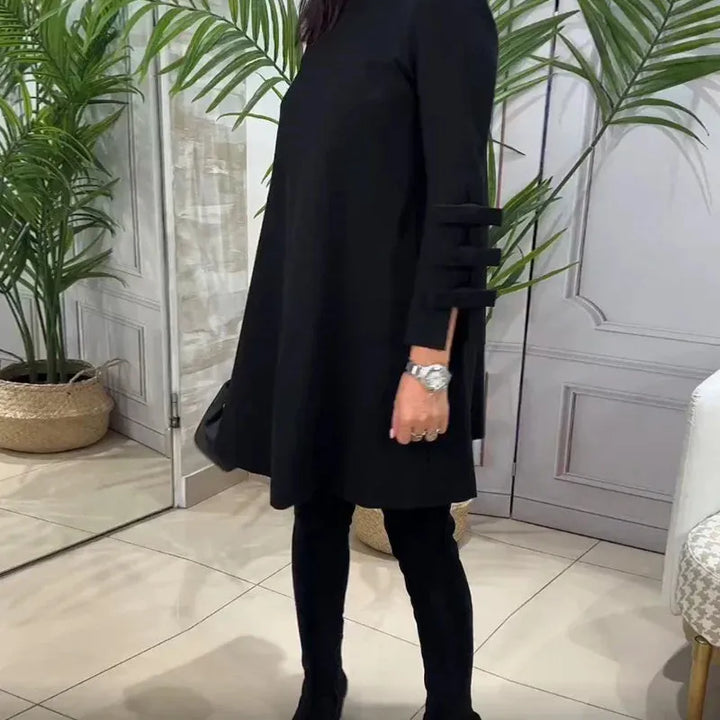 A Line Mini Dress with Bow Cuffs