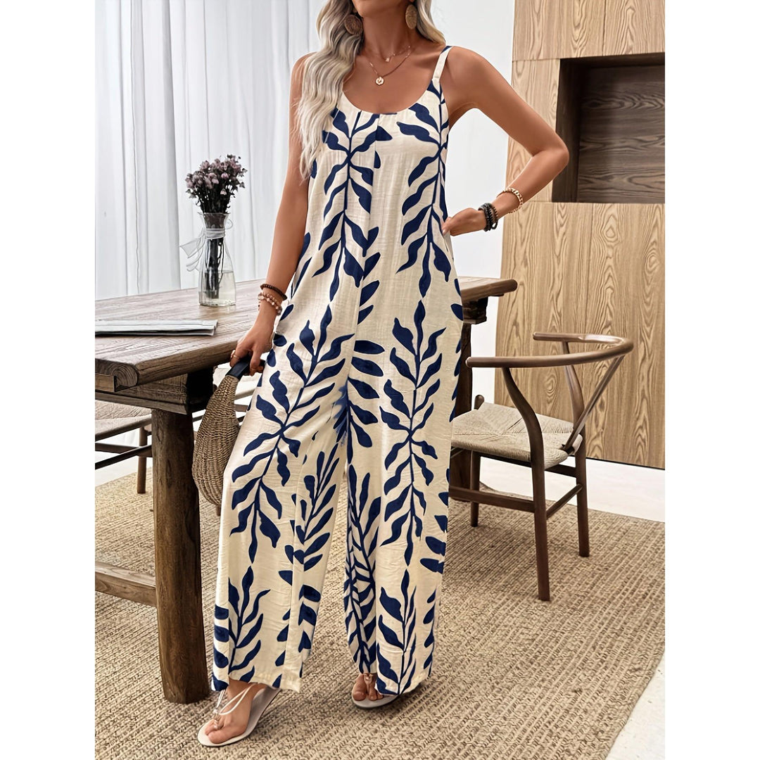 Botanical Print Wide-Leg Jumpsuit
