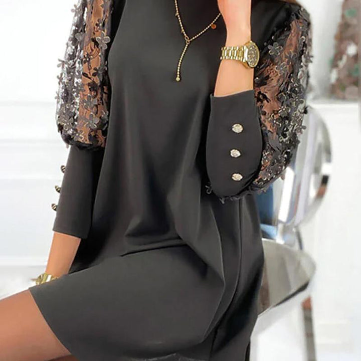 Lace Sheer Sleeve Mini Dress