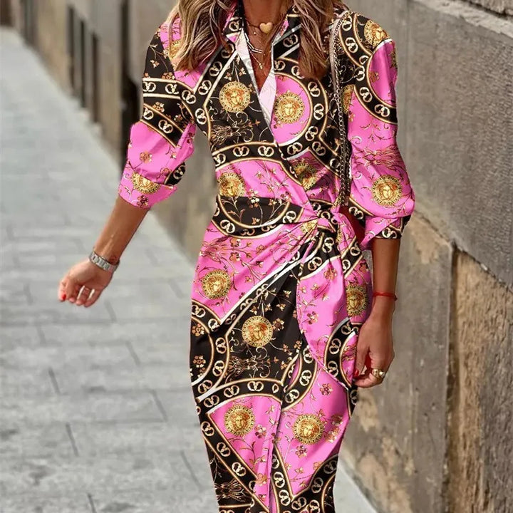 Women’s V-neck Wrap Shirt Dress