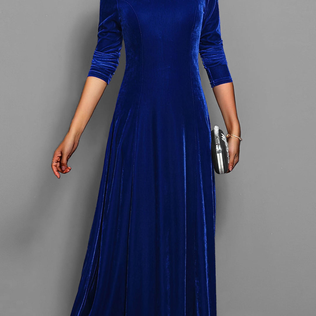 Long Sleeve Velvet-Look Maxi Dress