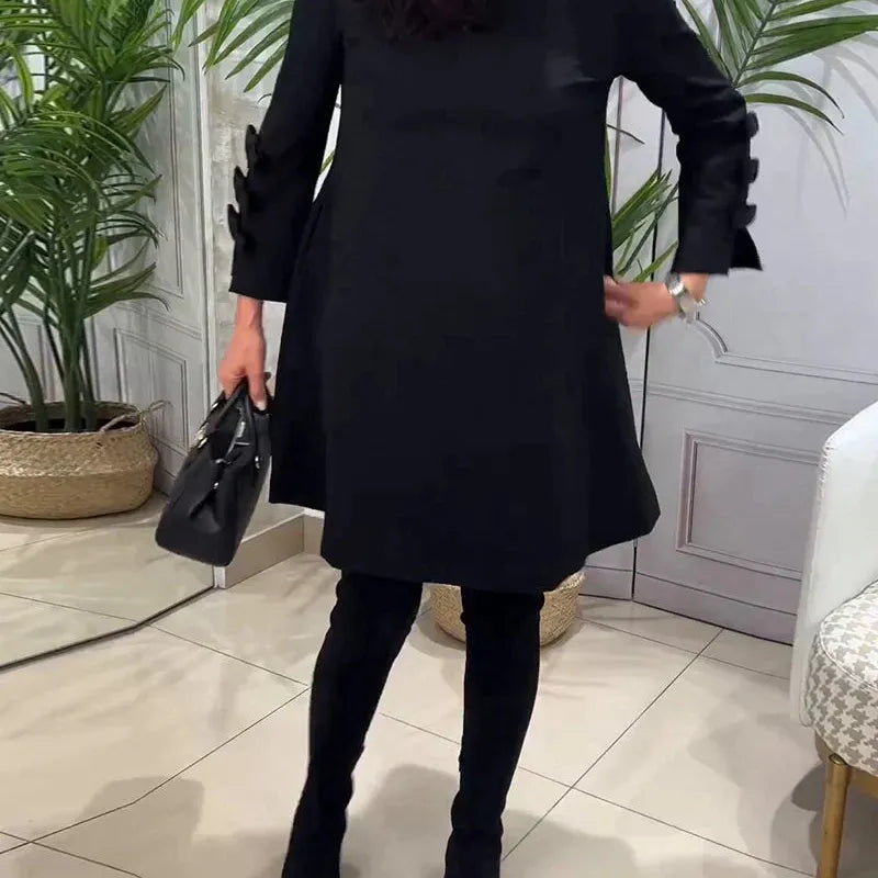 A Line Mini Dress with Bow Cuffs