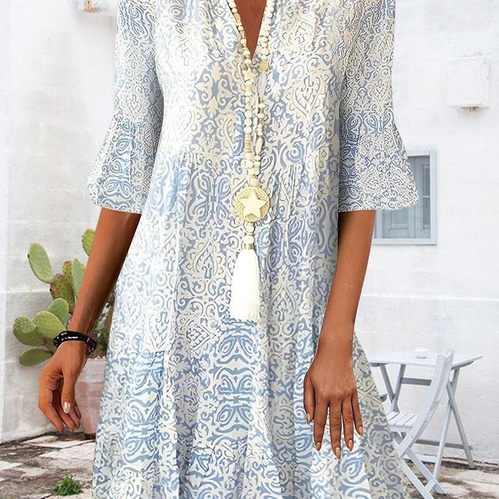 Bohemian Floral Print Summer Dress