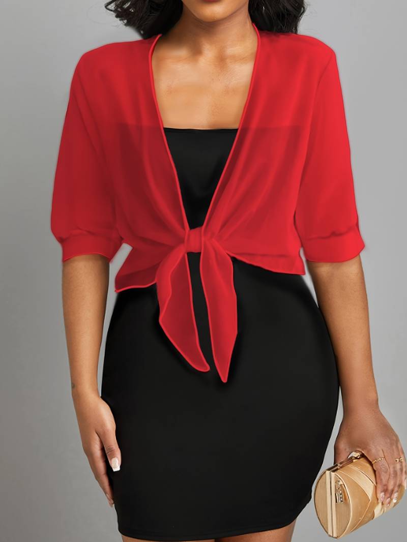 Lightweight Tie-Front Open Blouse
