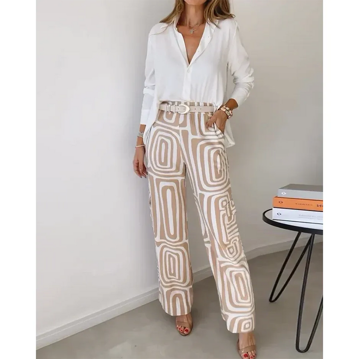 Geometric Print Top And Pants Set