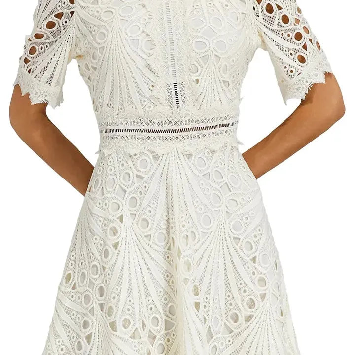 High Neck A-Line Midi Dress