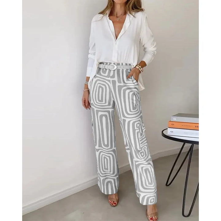 Geometric Print Top And Pants Set