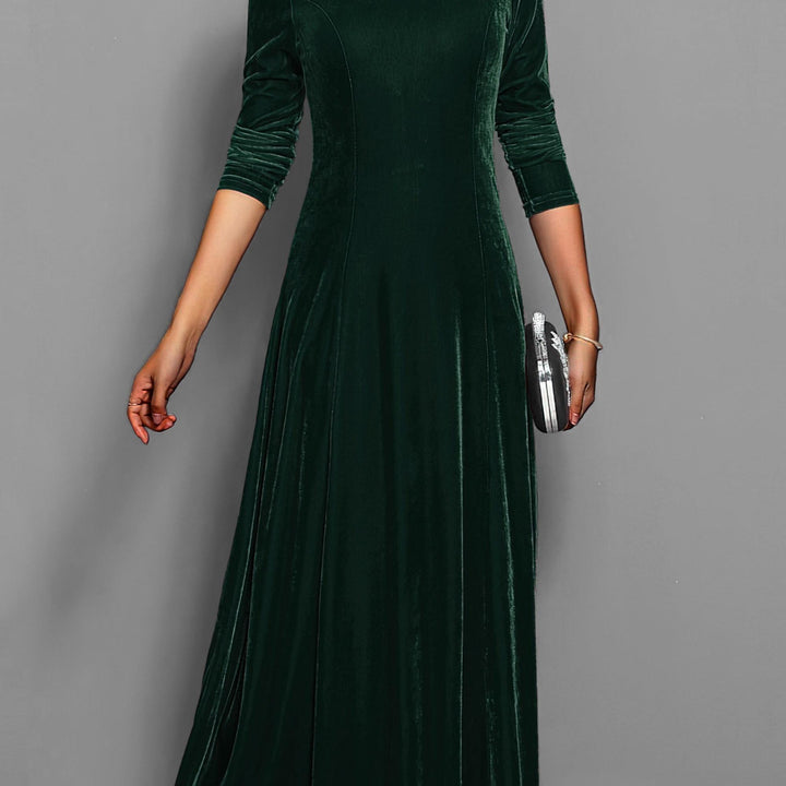 Long Sleeve Velvet-Look Maxi Dress