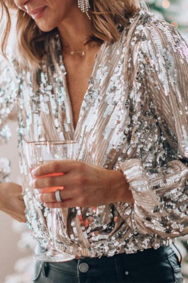 Long Sleeve V-Neck Blouse
