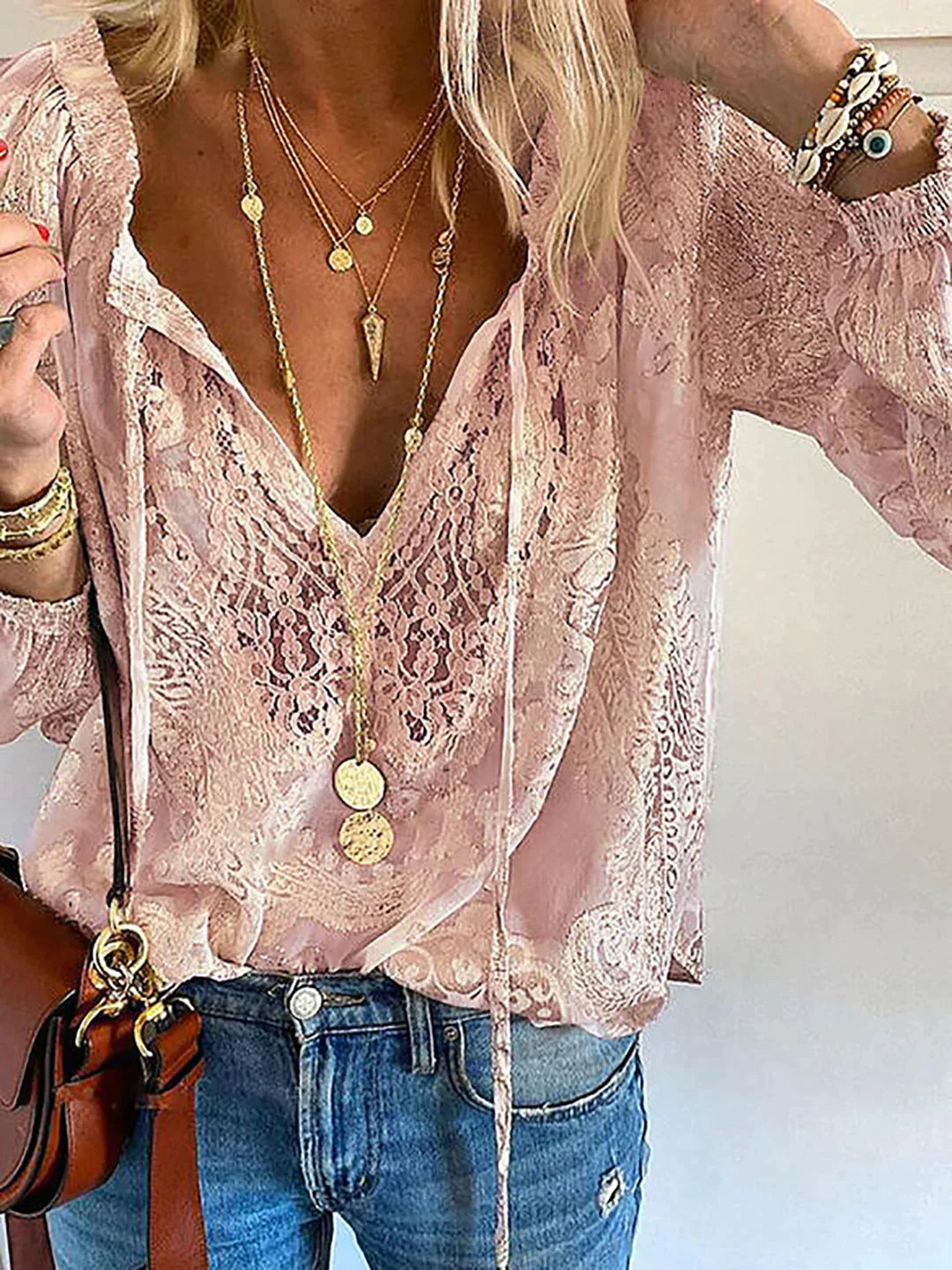 Long Sleeve Crochet Lace Blouse