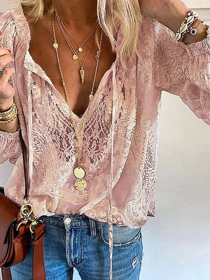 Long Sleeve Crochet Lace Blouse