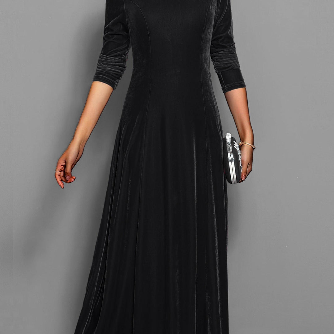 Long Sleeve Velvet-Look Maxi Dress