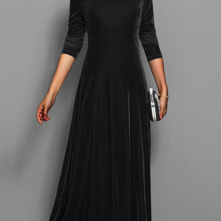 Long Sleeve Velvet-Look Maxi Dress