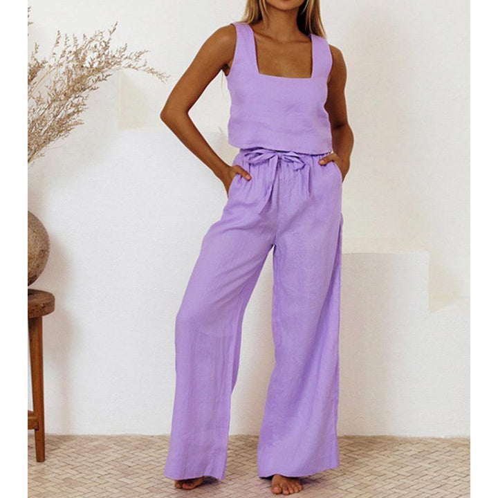 Minimal Top And Wide-Leg Pants Set