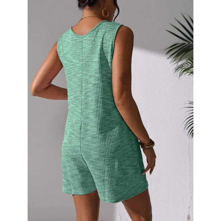 Waffle-Knit Look Button-Front Romper