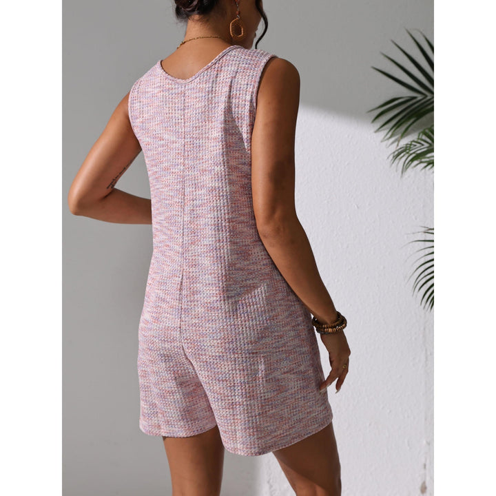 Waffle-Knit Look Button-Front Romper