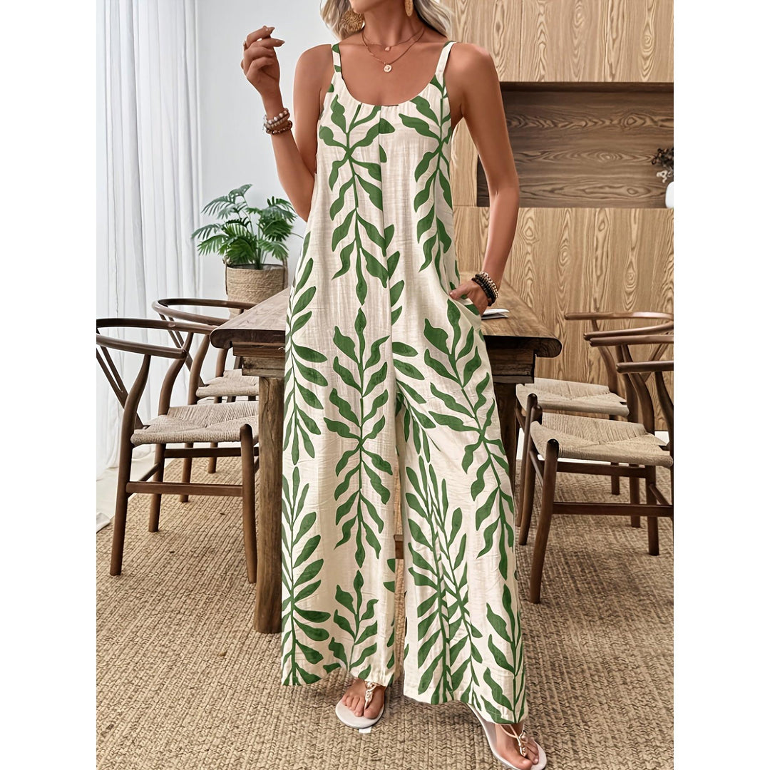 Botanical Print Wide-Leg Jumpsuit