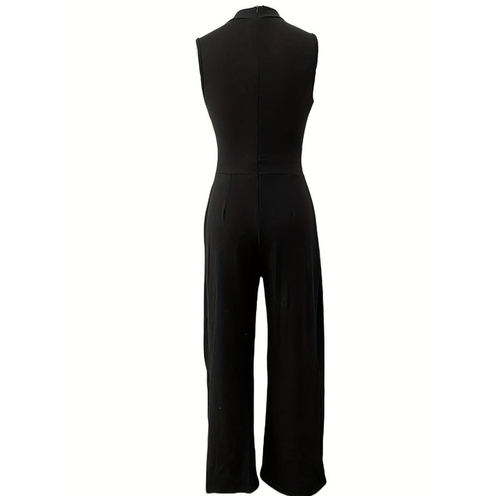Abstract Tropical Print Belted Wide-Leg Jumpsuit