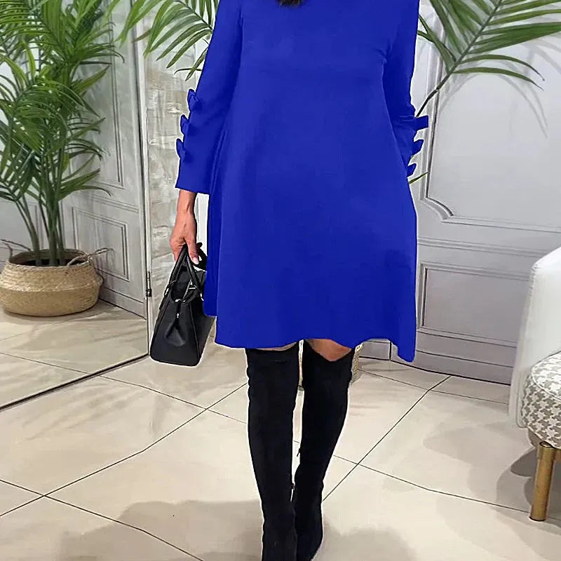 A Line Mini Dress with Bow Cuffs