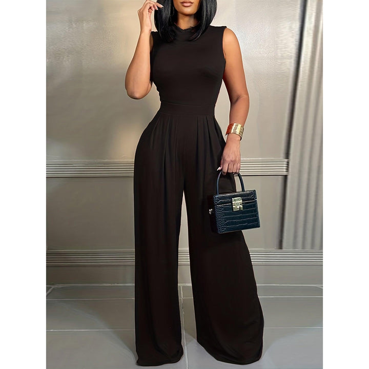 Abstract Tropical Print Belted Wide-Leg Jumpsuit