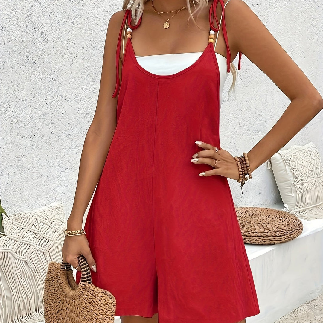 Beaded Tie-Strap Loose Romper