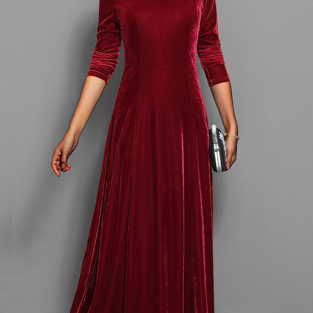 Long Sleeve Velvet-Look Maxi Dress
