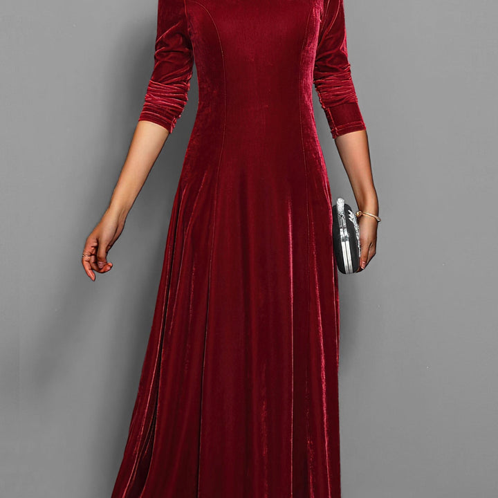 Long Sleeve Velvet-Look Maxi Dress