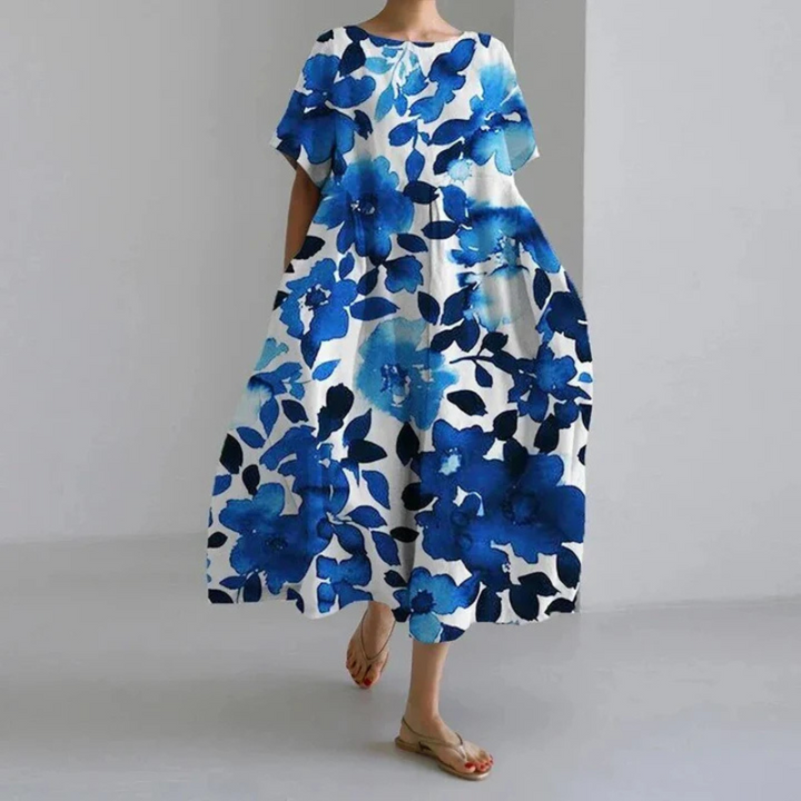 Loose Fit Floral Boho Midi Dress