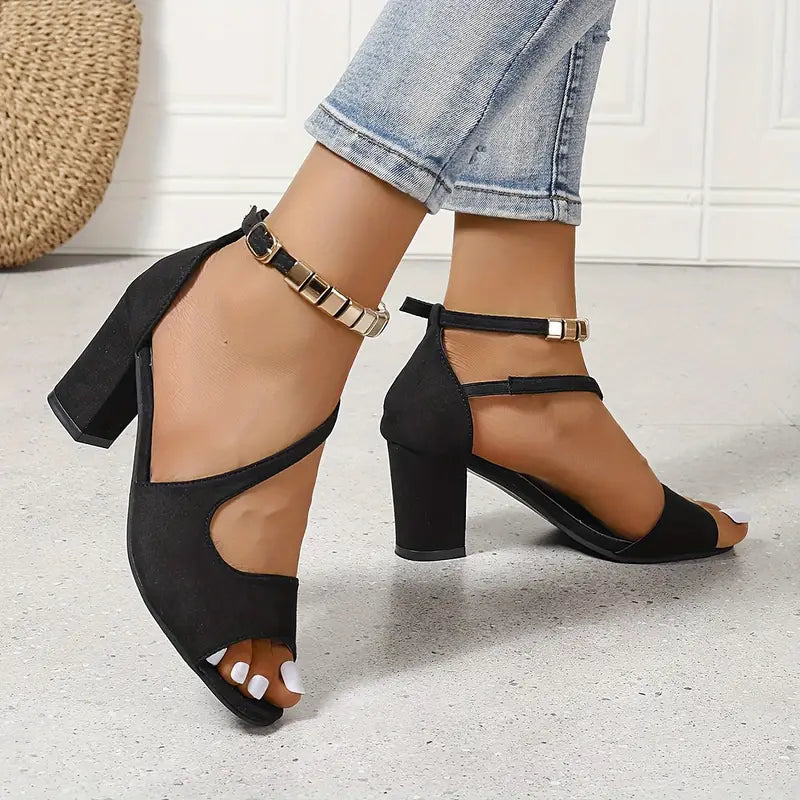 Chunky Heel Ankle-Strap Sandals