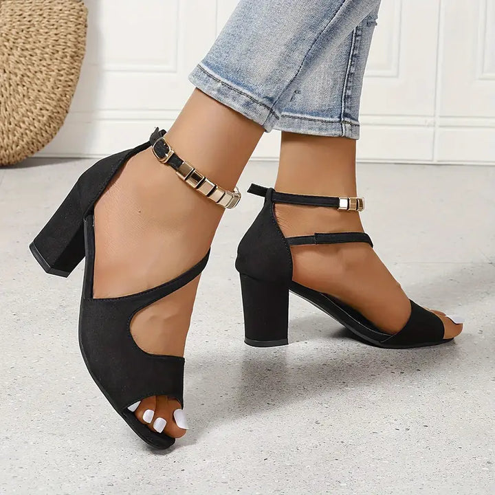 Chunky Heel Ankle-Strap Sandals