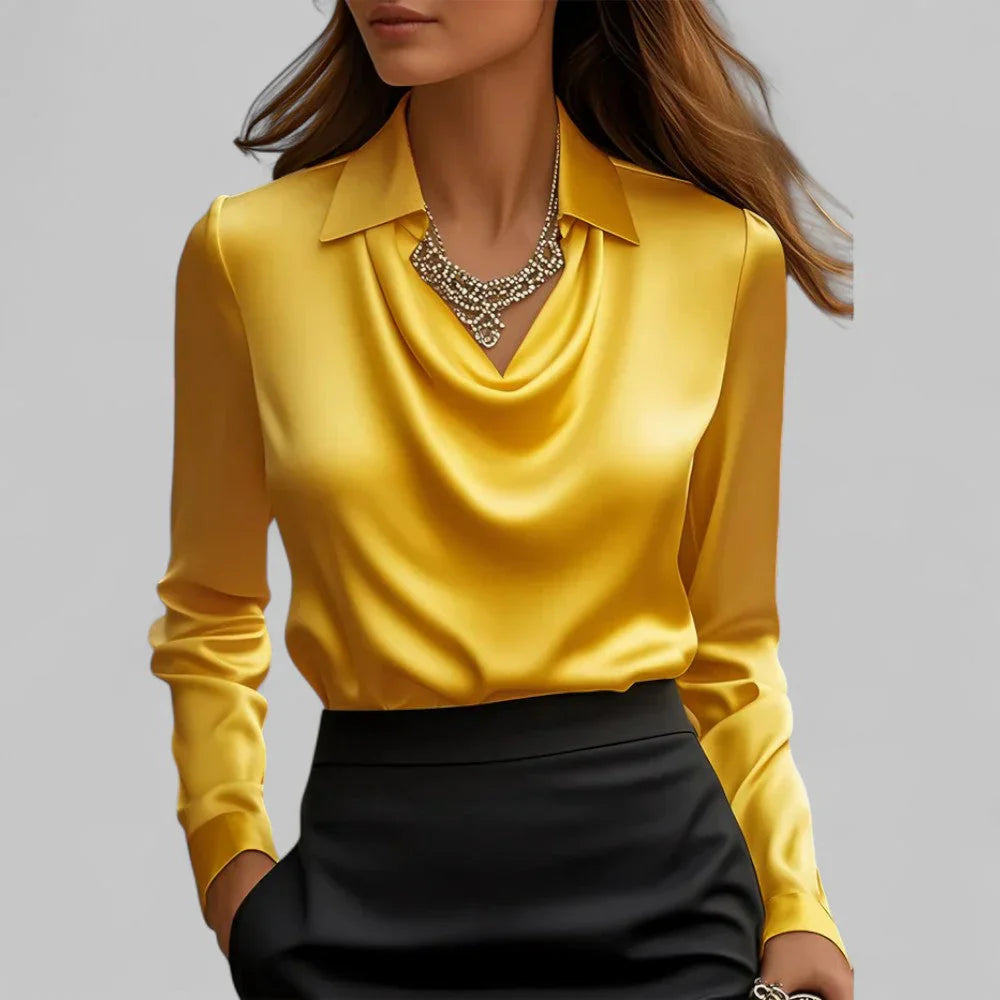 Satin-Look Draped Blouse