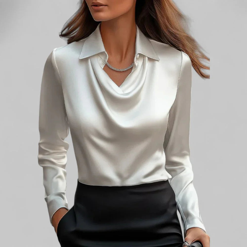 Satin-Look Draped Blouse