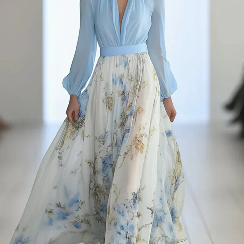 Long Sleeve Printed Maxi Dress
