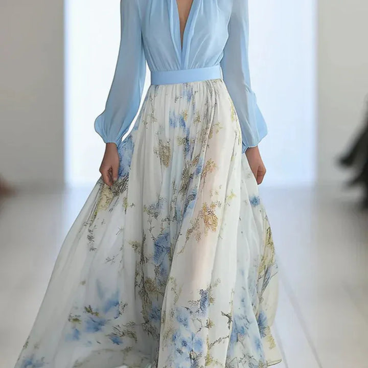 Long Sleeve Printed Maxi Dress