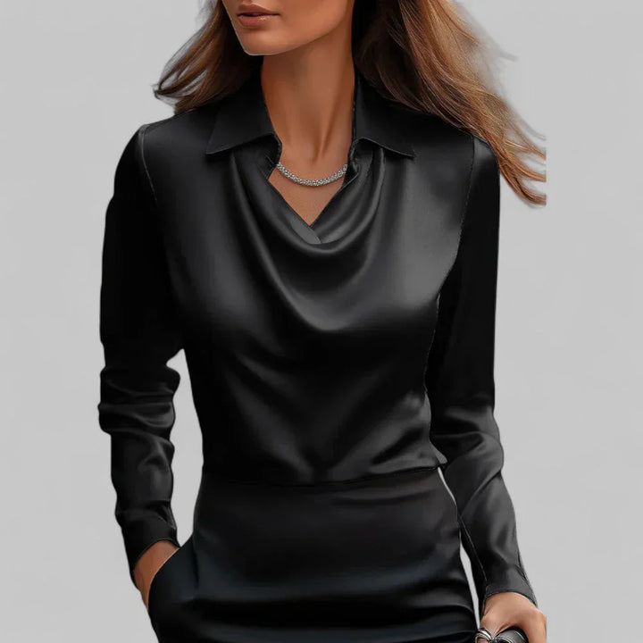 Satin-Look Draped Blouse