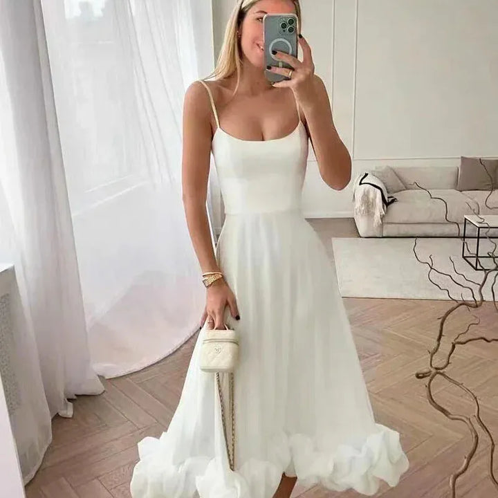 Spaghetti Strap Ruffle Maxi Dress
