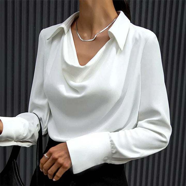 Satin-Look Drape Neck Top