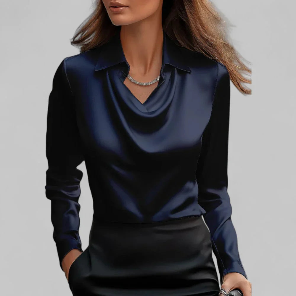 Satin-Look Draped Blouse