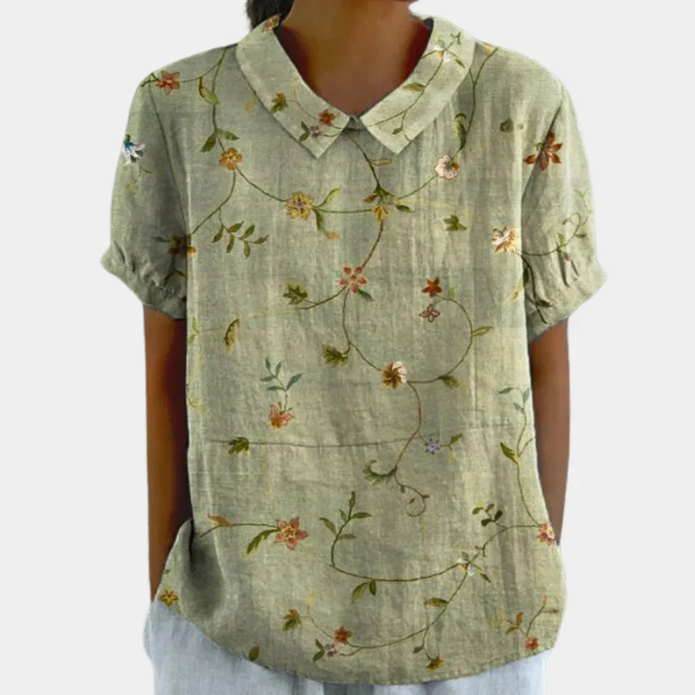 Floral Print Short Sleeve Blouse