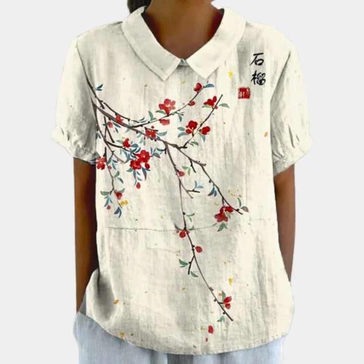 Floral Print Short Sleeve Blouse