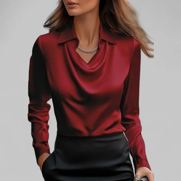 Satin-Look Draped Blouse