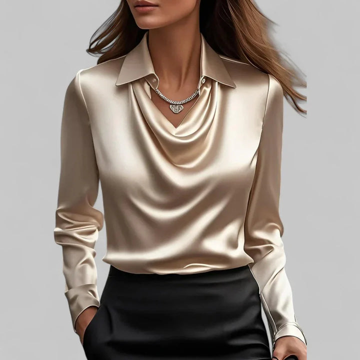 Satin-Look Draped Blouse