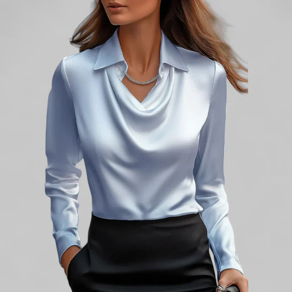 Satin-Look Draped Blouse